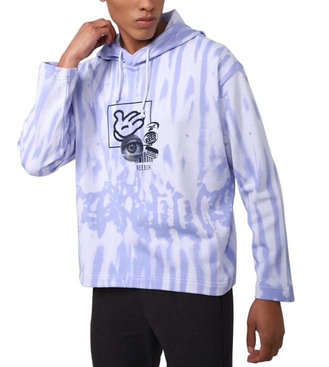 reebok blue printed regular fit hoodie