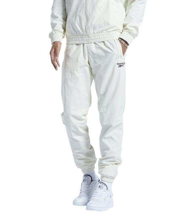 reebok white logo regular fit joggers