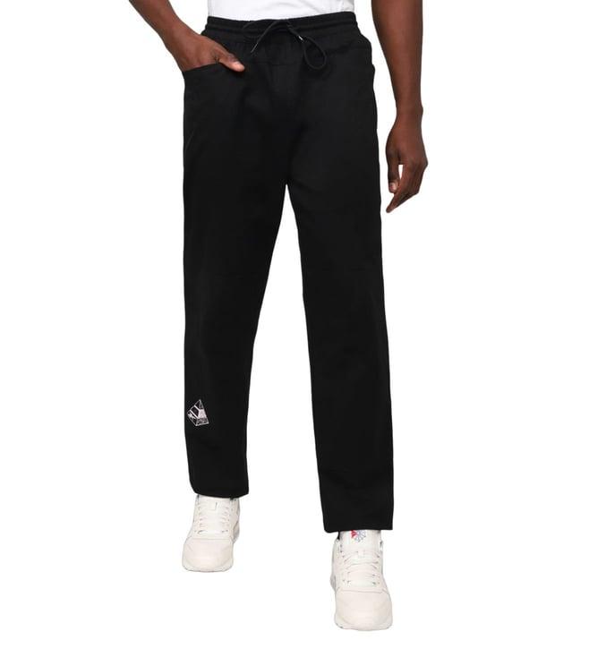 reebok black regular fit trackpants