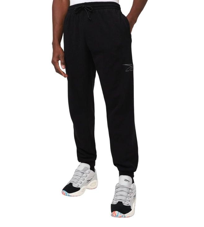 reebok black regular fit joggers