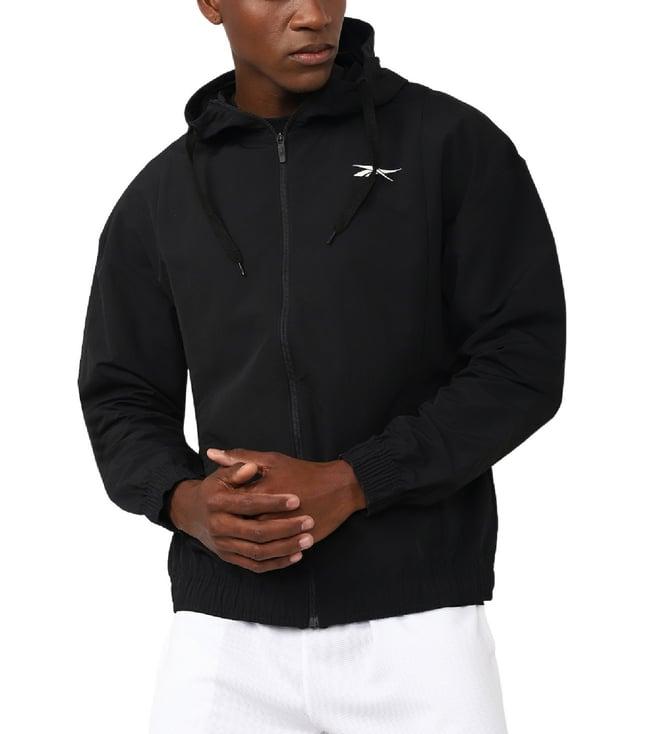 reebok black regular fit tracksuits