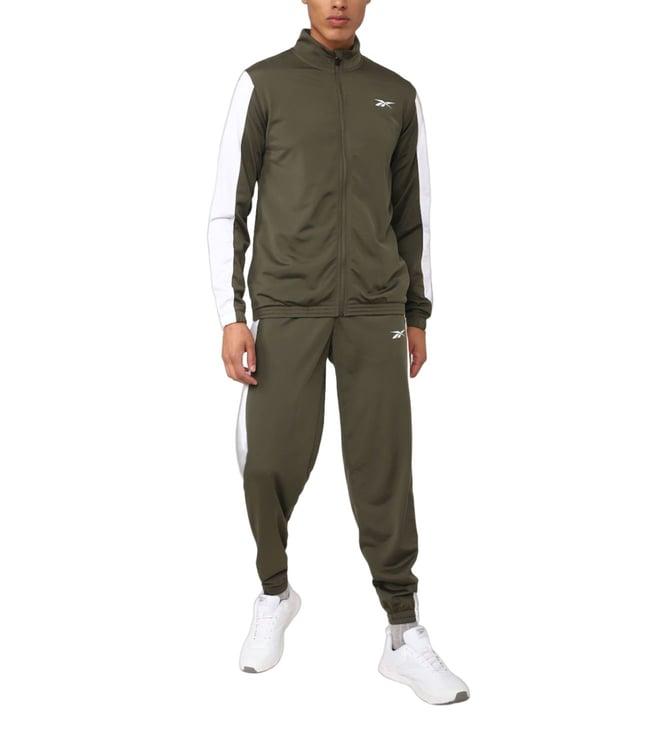 reebok green regular fit tracksuits