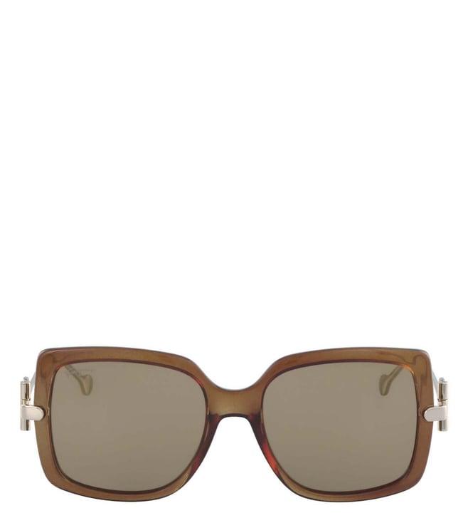 salvatore ferragamo green 100% uv protected lens brown rectangular sunglasses for women-sf91321055s