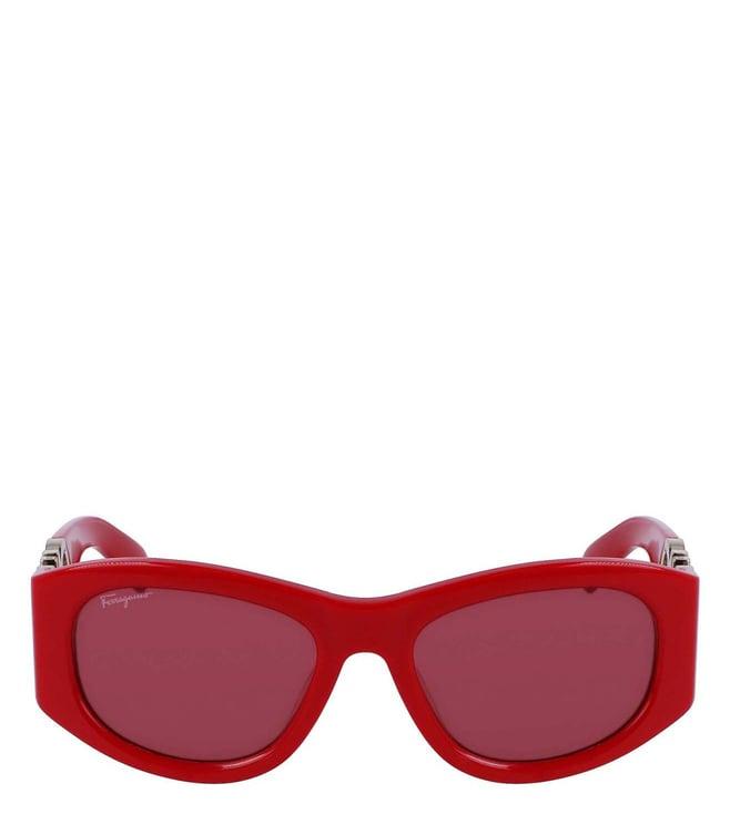 salvatore ferragamo red 100% uv protected lens red oval sunglasses for women-sf 1082 600 53 s