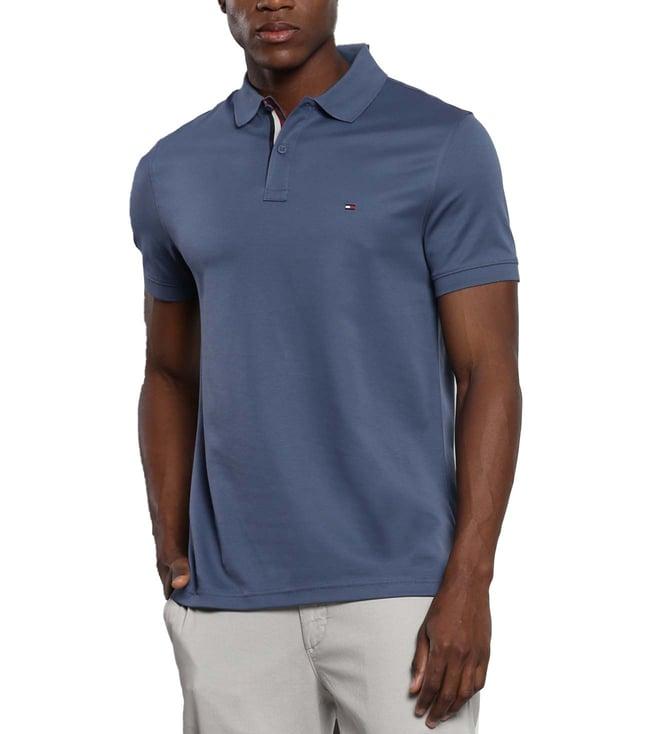 tommy hilfiger faded indigo solid regular fit polo t-shirt