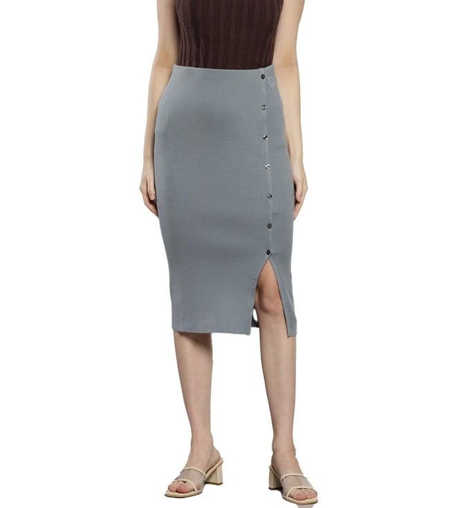 calvin klein overcast grey solid slim fit skirt