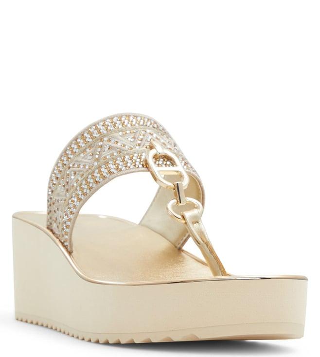 aldo women's fassbider gold t-strap wedges