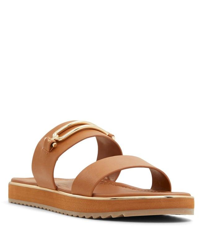 aldo women's lagoon brown slide sandals