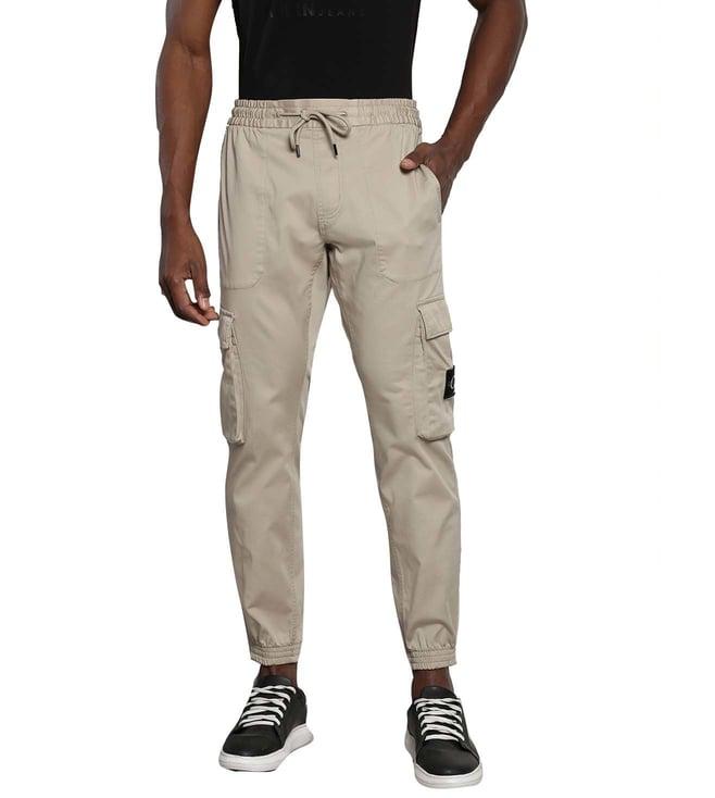 calvin klein plaza taupe solid skinny fit joggers