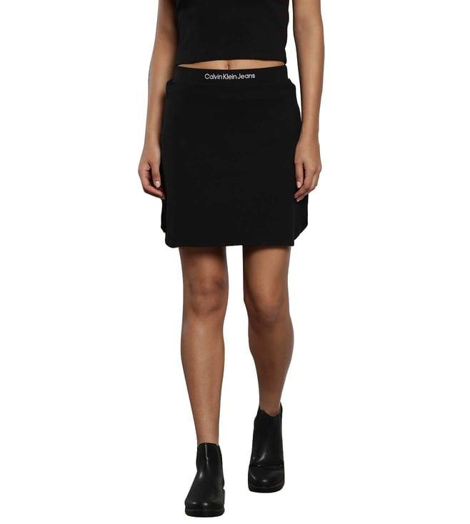 calvin klein black solid slim fit skirt