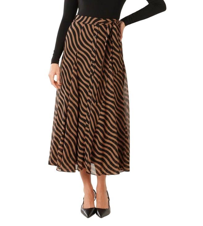 forever new tan waved stripe donna godet flare fit midi skirt