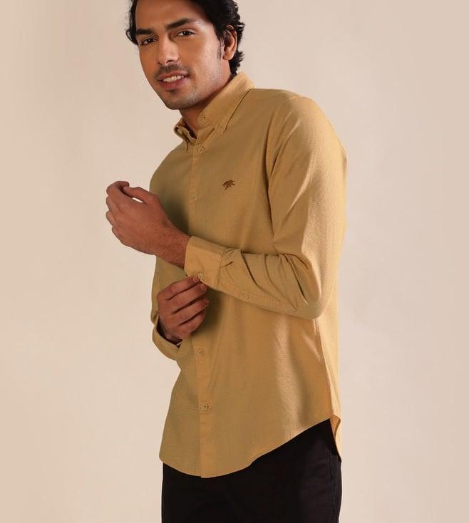 andamen beige dobby full sleeve shirt - slim fit