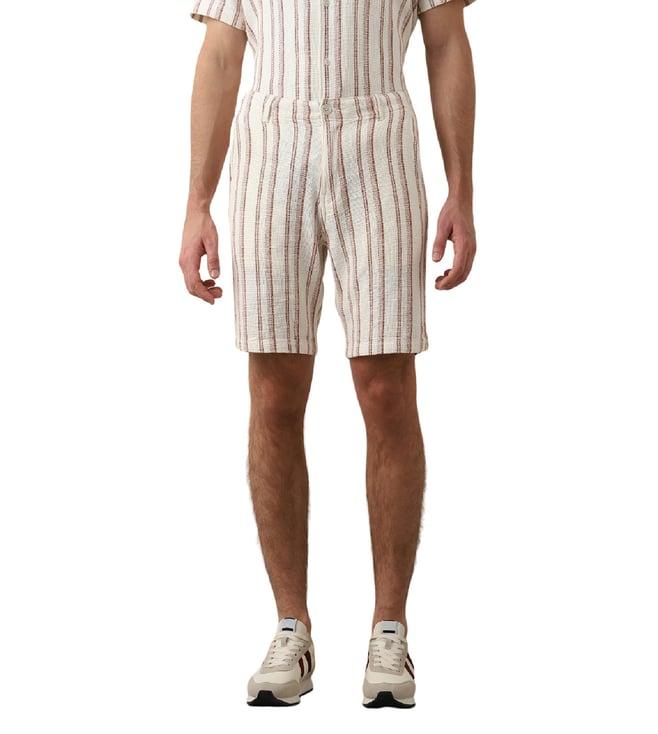 selected homme egret striped regular fit shorts