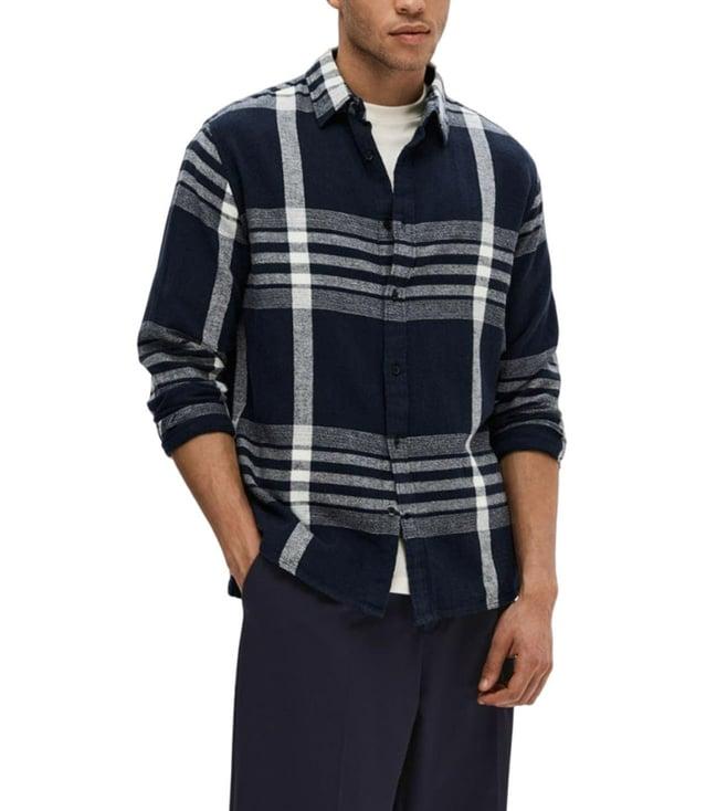 selected homme navy blazer striped regular fit shirt