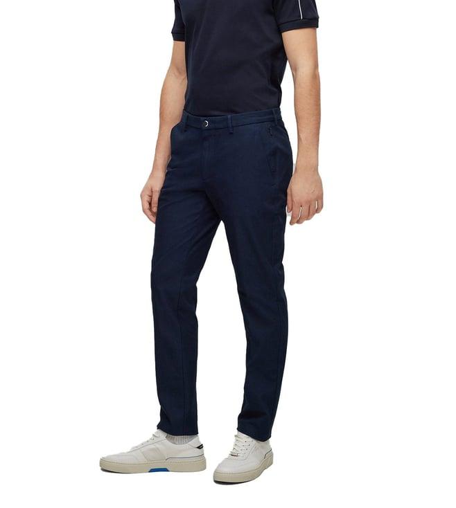 boss dark blue slim fit trousers