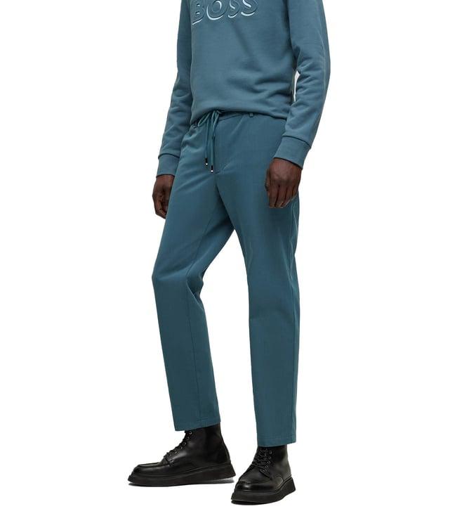 boss turquoise slim fit trousers