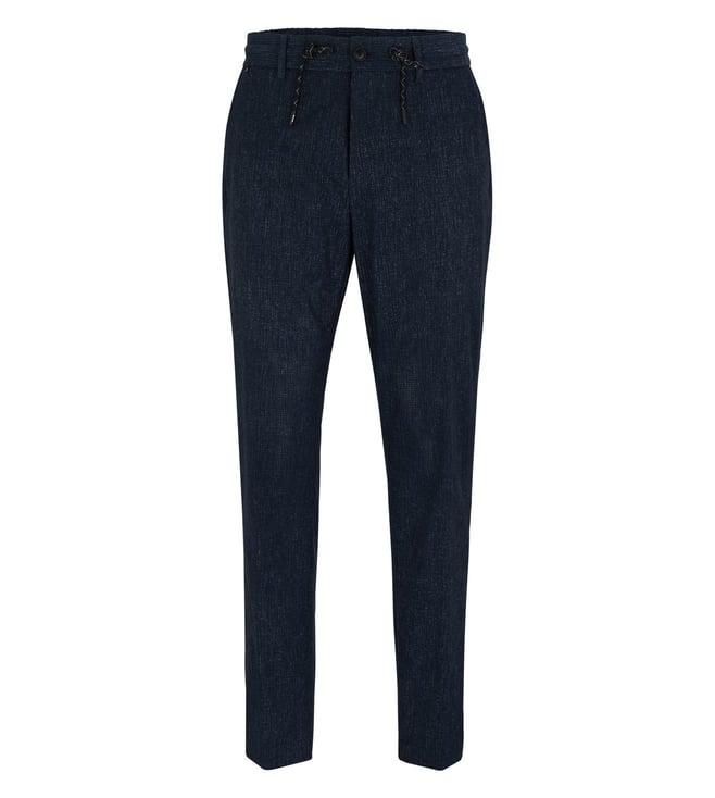 boss dark blue slim fit trousers