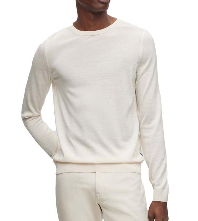 boss open white slim fit sweater