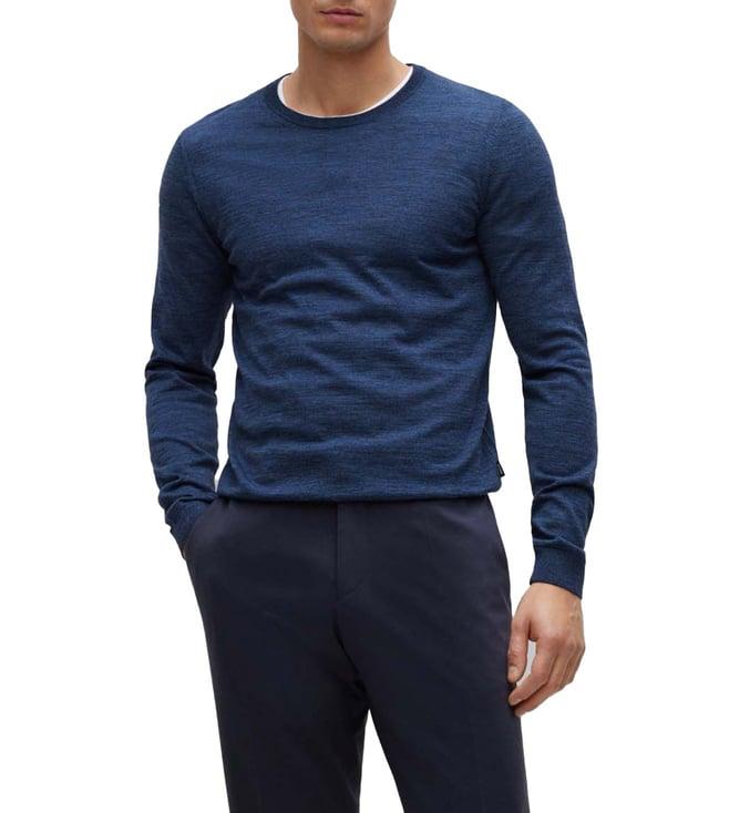 boss bright blue slim fit sweater