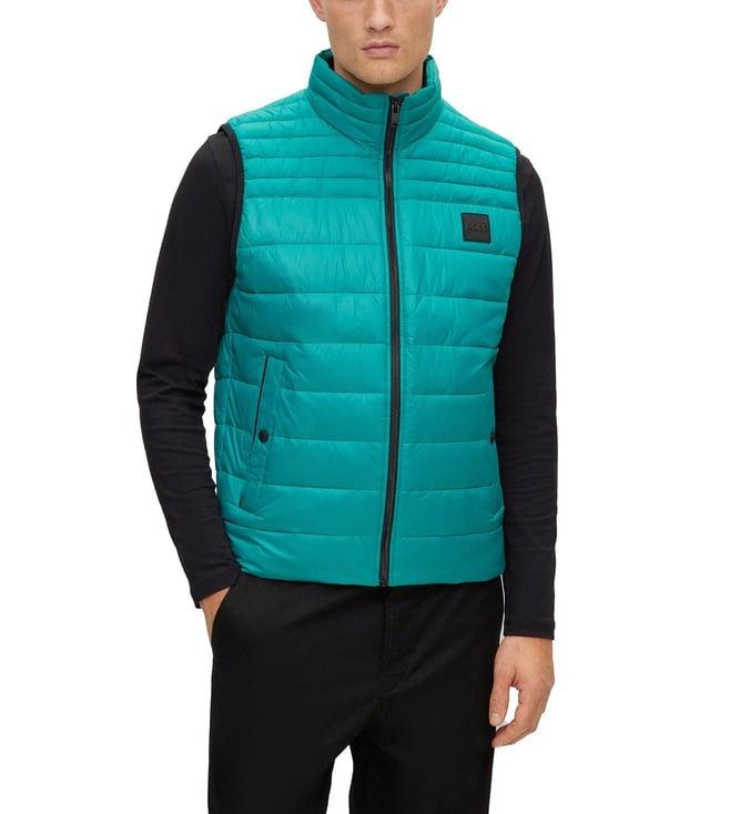 boss dark green regular fit gilet jacket