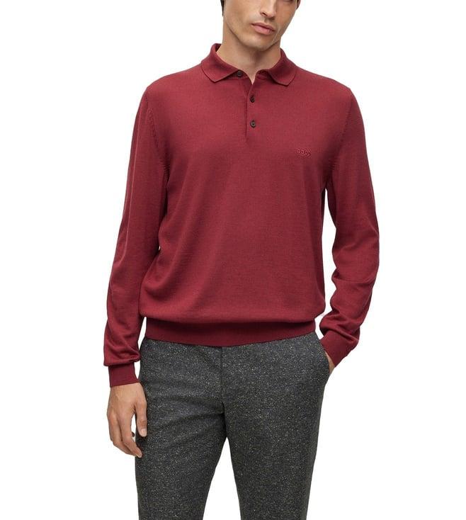 boss dark red regular fit sweater