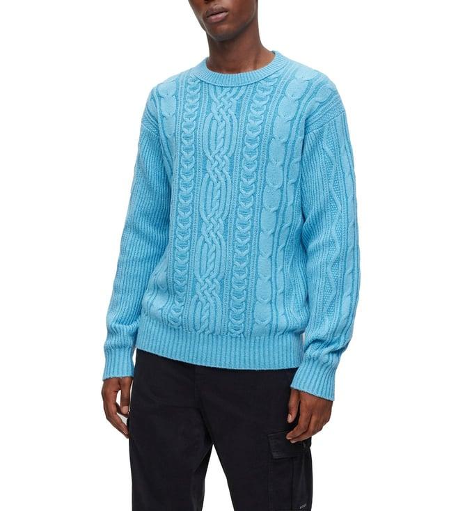 boss open blue regular fit sweater