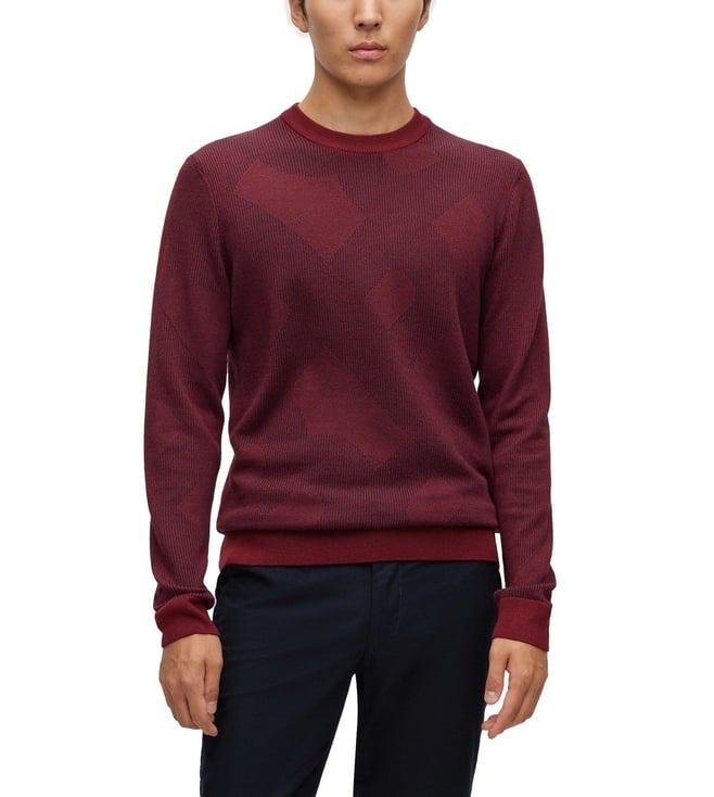 boss dark red regular fit sweater