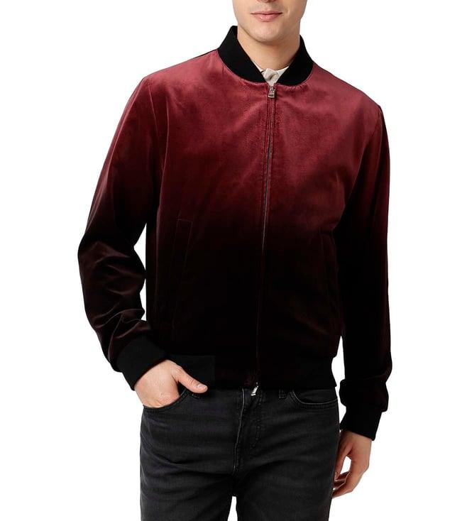 boss dark red slim fit bomber jacket