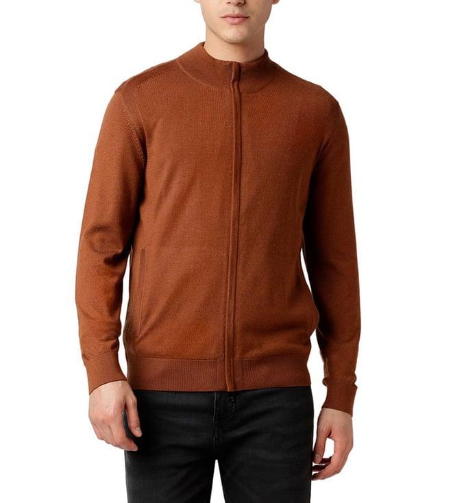 boss medium brown regular fit sweater