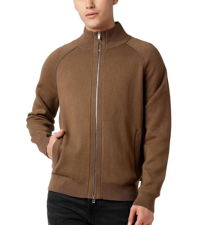 boss open brown regular fit sweater