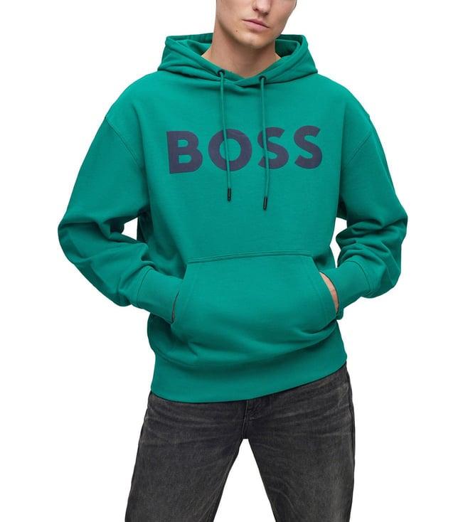 boss dark green regular fit hoodie