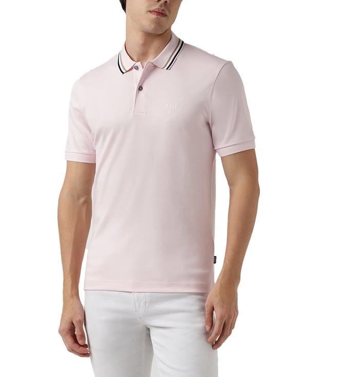 boss light pastel pink slim fit polo t-shirt