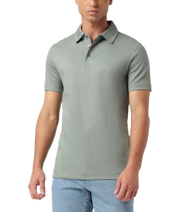 boss open green slim fit polo t-shirt