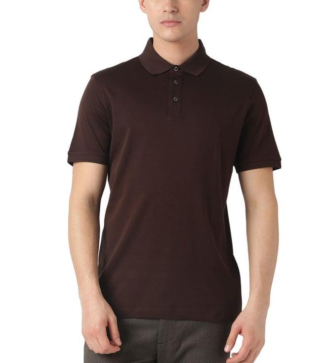 boss dark brown regular fit polo t-shirt