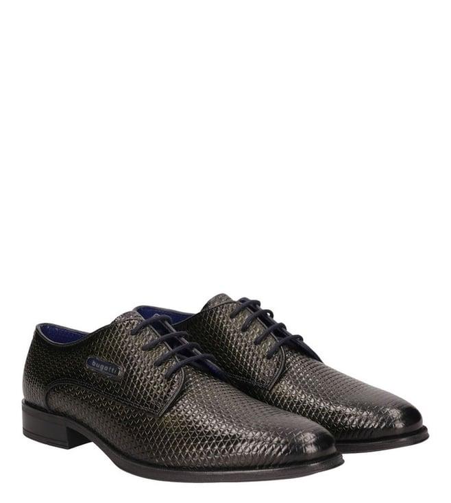 bugatti men's zavinio dark green textured derby shoes