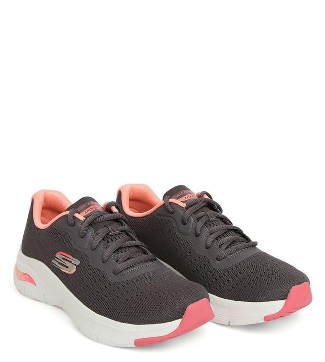 skechers women's charcoal coral sneakers