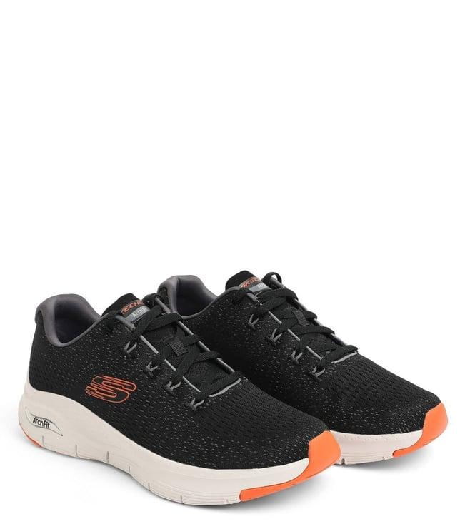 skechers men's black & orange sneakers