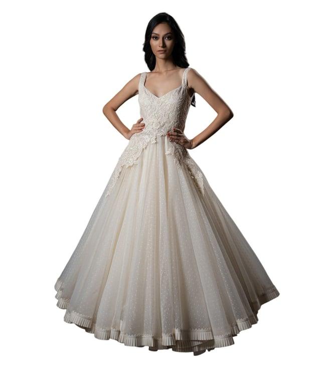 rohit bal ivory embroidery dress