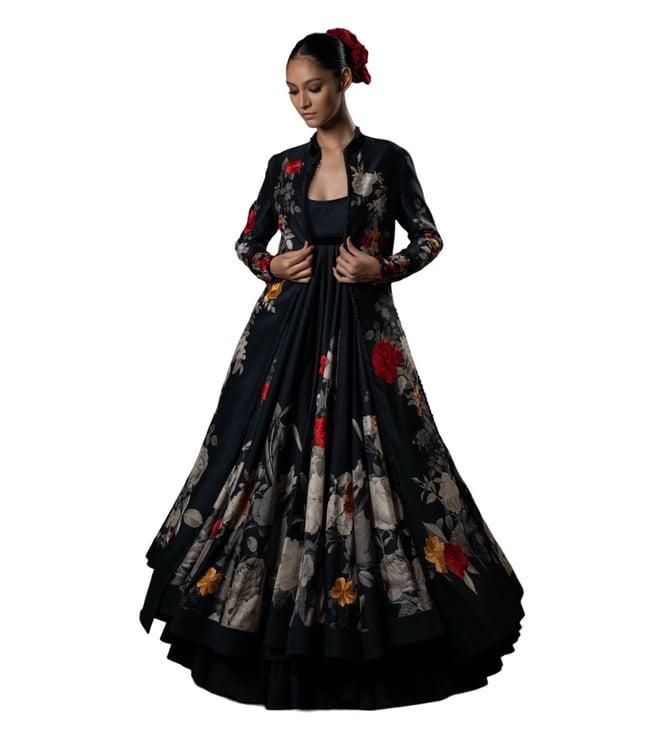 rohit bal black front open jacket