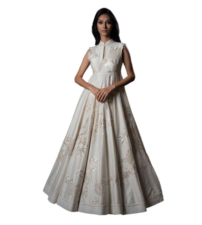 rohit bal ivory embroidery dress