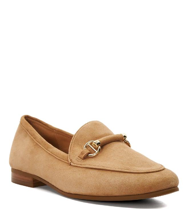 dune london women's grandeur camel loafers