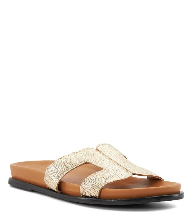 dune london women's loupa gold slide sandals