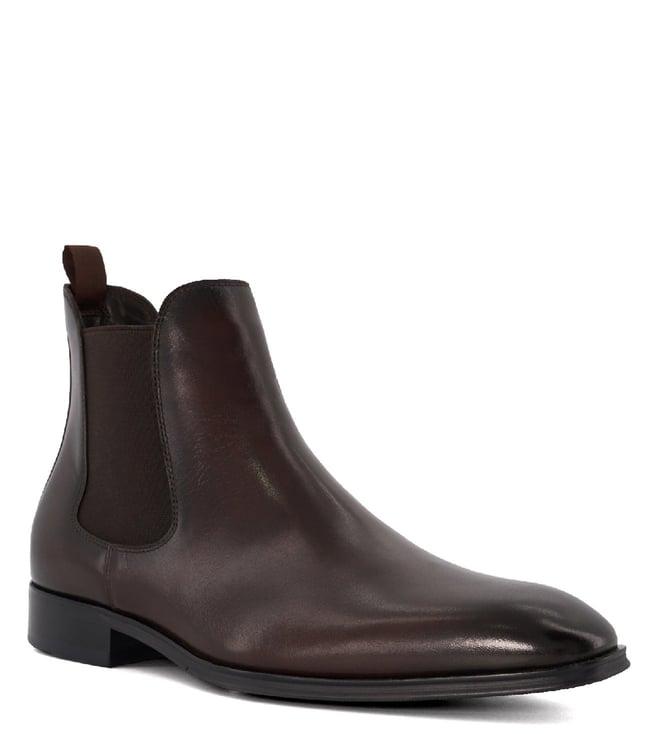 dune london men's mandatory dark brown chelsea boots