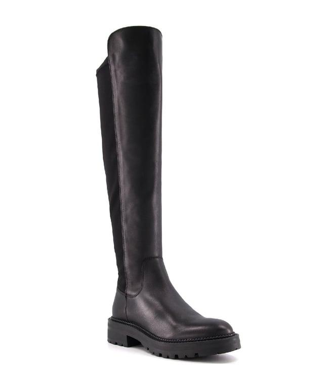 dune london women's tella black knee high boots