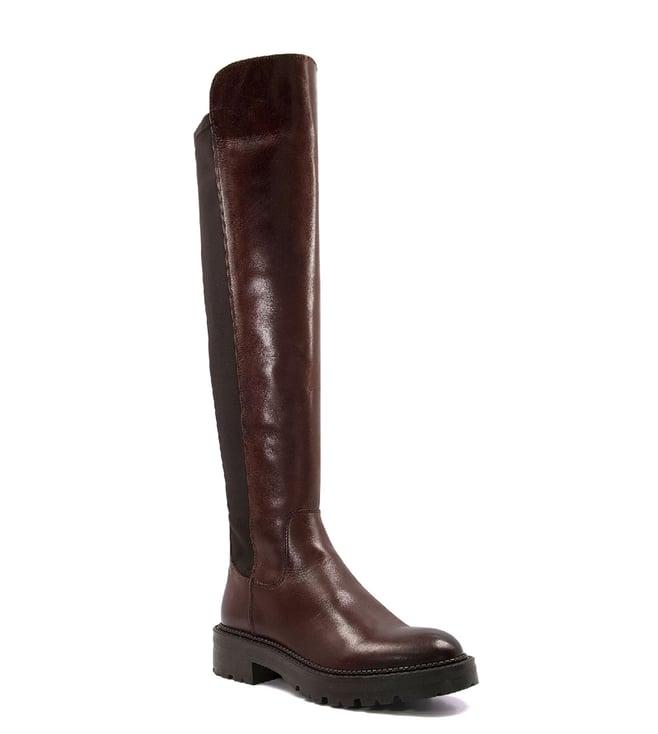 dune london women's tella brown knee high boots