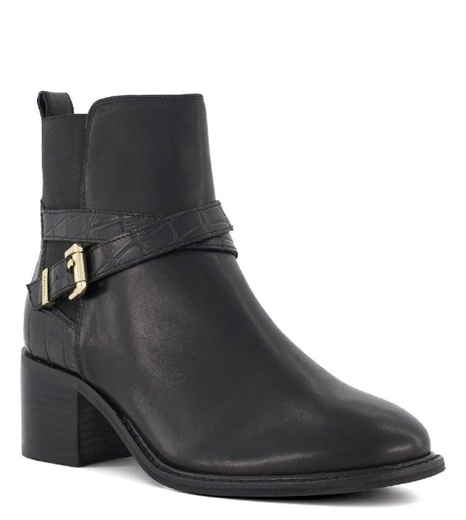 dune london women's pout black ankle height boots