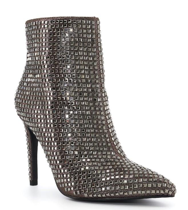 dune london women's oncores pewter embellished ankle height boots