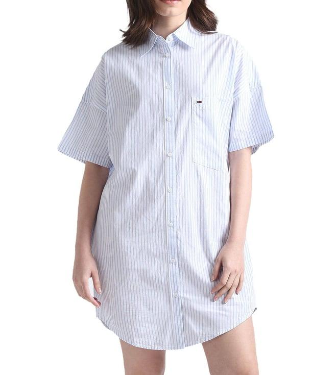 tommy hilfiger moderate blue stripes regular fit dress