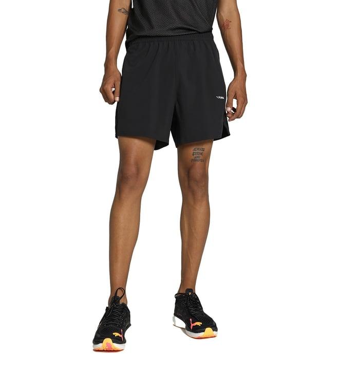 puma black regular fit sports shorts