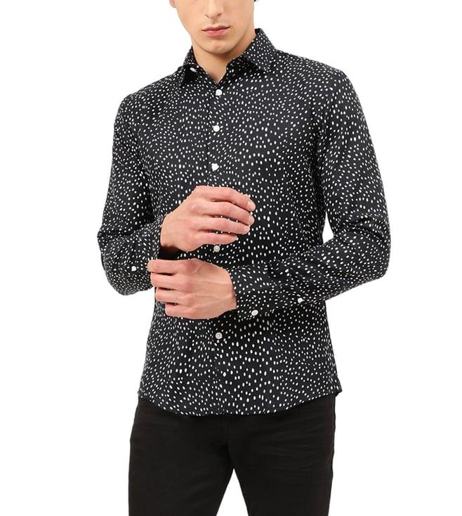 lindbergh black fashion printed slim fit shirt